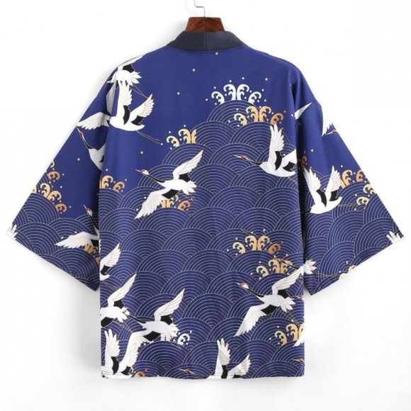 Zaful Open Front Kimono Cardigan, Men, S-3XL, Blue - Picture 2 of 5